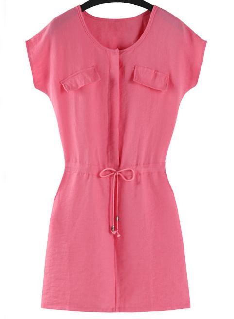 Romwe Round Neck With Pockets Dress