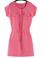 Romwe Round Neck With Pockets Dress