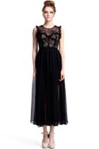 Romwe Dual-tone Black Maxi Dress
