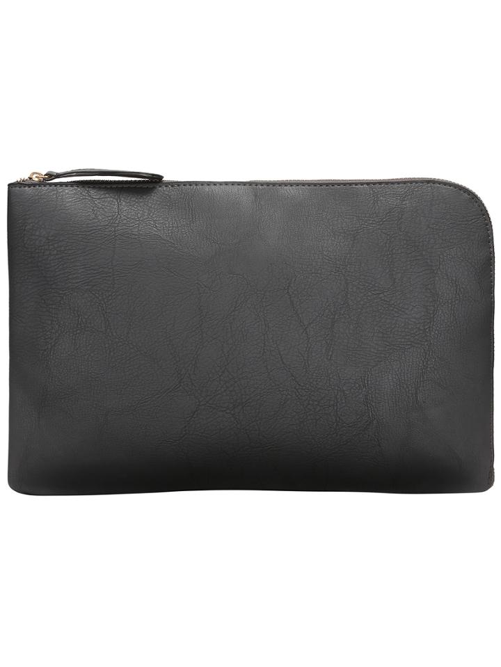 Romwe Grey Zipper Pu Bag