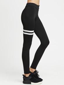 Romwe Striped Panel Stretchy Leggings