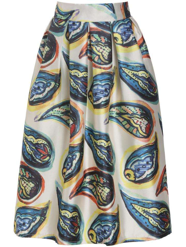 Romwe Paramecium Print A-line Skirt