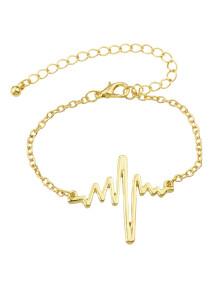 Romwe Gold Chain With Heartbeat Charm Bracelet