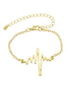 Romwe Gold Chain With Heartbeat Charm Bracelet