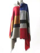 Romwe Plaid Frayed Color-block Scarf