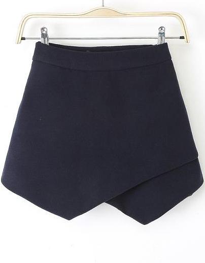 Romwe Wrap Up Woolen Skirt Shorts