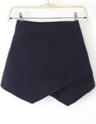 Romwe Wrap Up Woolen Skirt Shorts