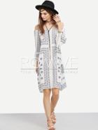 Romwe Multicolor Off The Shoulder Tassel Shift Dress