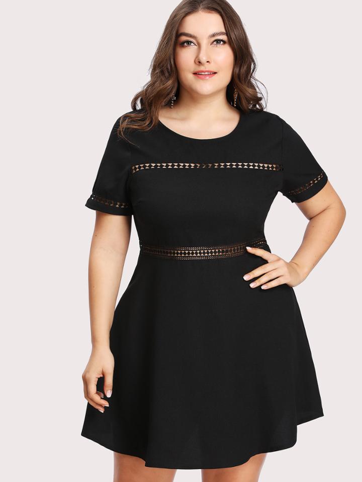 Romwe Laser Cut Insert Dress