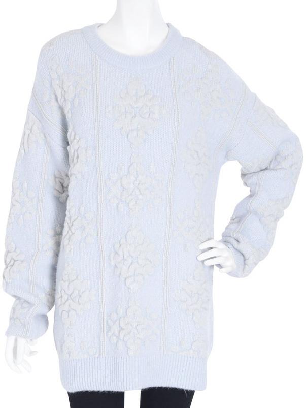 Romwe Round Neck Jacquard Long Purple Sweater