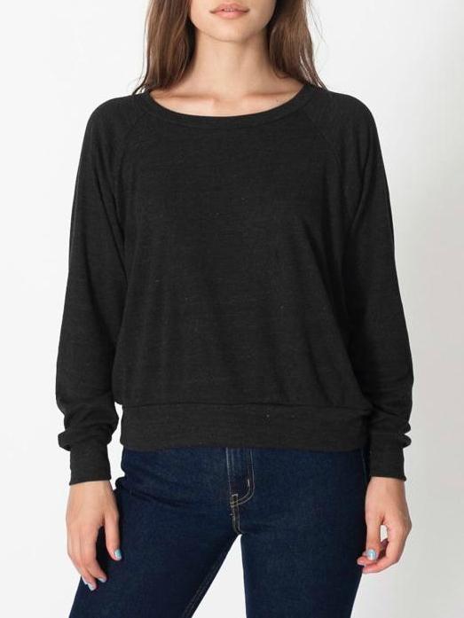 Romwe Round Neck Long Sleeve Black T-shirt