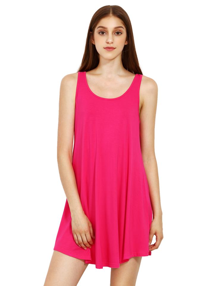 Romwe Hot Pink Swing Tank Dress