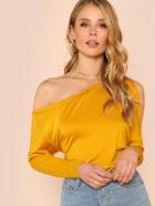 Romwe Wide Hem Asymmetric Shoulder Tee
