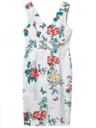 Romwe Multicolor Split Front Zipper Back Floral Print Dress
