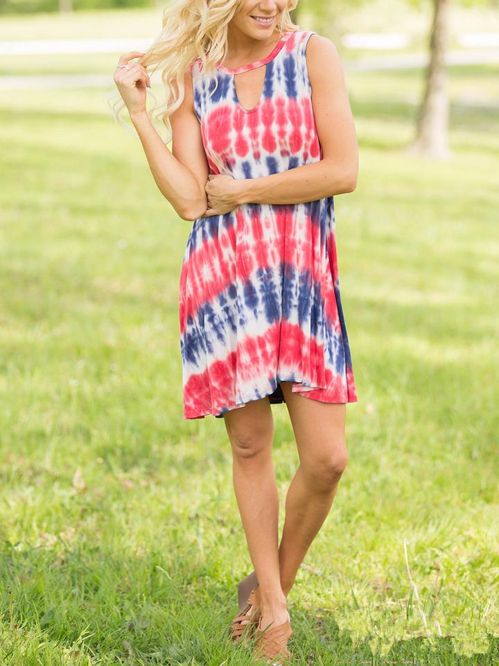 Romwe Tie-dye Cut Out Shift Dress