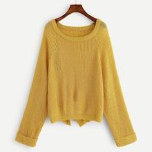 Romwe Solid Raglan Sleeve Jumper