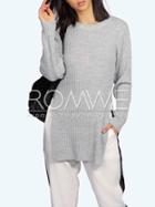 Romwe Grey Long Sleeve Split Sweater