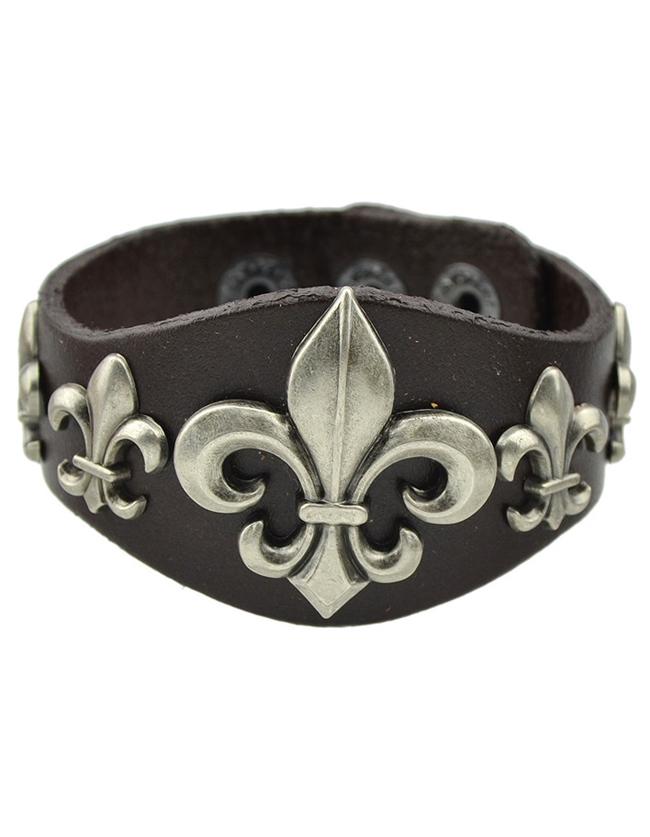 Romwe Coffee Wide Pu Leather Bracelet