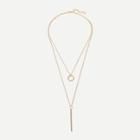 Romwe Bar & Circle Pendant Layered Necklace