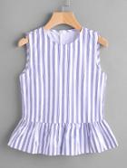 Romwe Vertical Pinstripe Sleeveless Peplum Top