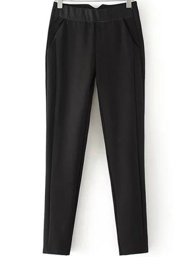 Romwe Elastic Waist Slim Pant