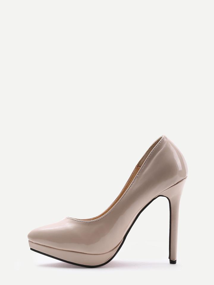 Romwe Nude Faux Patent Leather Pumps
