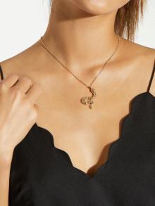 Romwe Metal Snake Pendant Chain Necklace