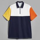 Romwe Guys Half Zip Colorblock Polo Shirt