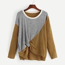 Romwe Color Block Twist Jumper
