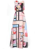 Romwe Multicolor Round Neck Sleeveless Print Maxi Dress