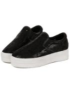 Romwe Black Thick-soled Stars Hollow Flats