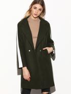 Romwe Contrast Striped Covered Button Coat