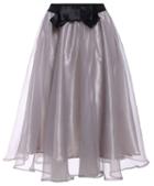 Romwe Bow Sheer Mesh Grey Skirt