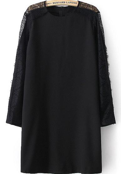 Romwe Contrast Lace Straight Dress