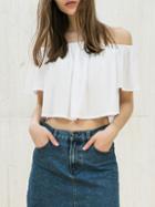 Romwe White Off The Shoulder Swing Crop Top