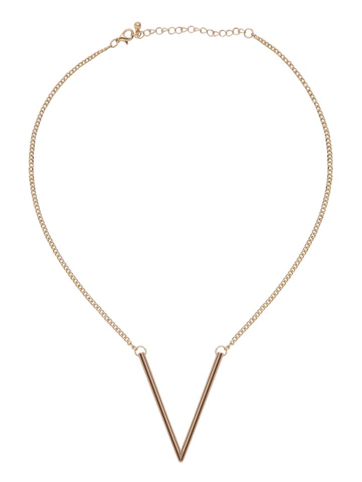 Romwe Gold V Pendant Necklace
