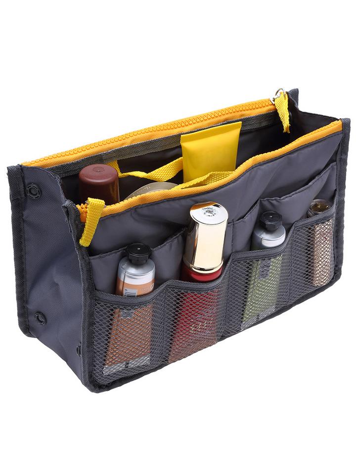 Romwe Grey Cosmetic Storage Mesh Nylon Bag