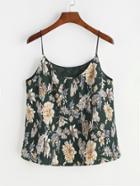 Romwe Flower Print Textured Cami Top
