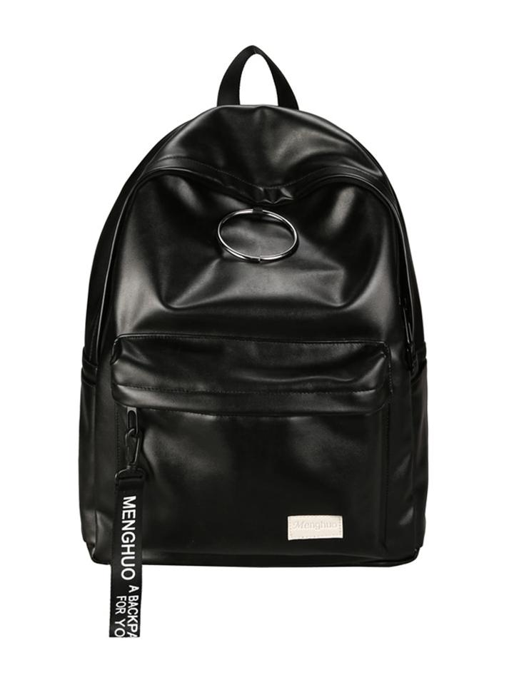 Romwe Pu O-ring Detail Backpack