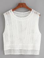 Romwe White Hollow Out High Low Tank Top