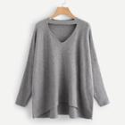 Romwe Choker Neck Dip Hem Soft Knit Jumper