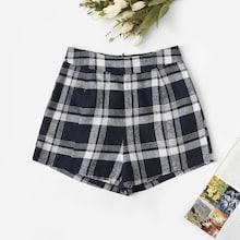 Romwe Plus Plaid Shorts