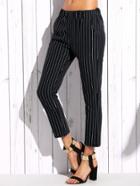 Romwe Vertical Striped Elastic Waist Pants
