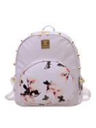 Romwe Studded Flower Print Backpack - White