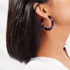 Romwe Marble Pattern Geometric Hoop Earrings
