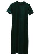 Romwe Dark Green Mock Neck Velvet Dress