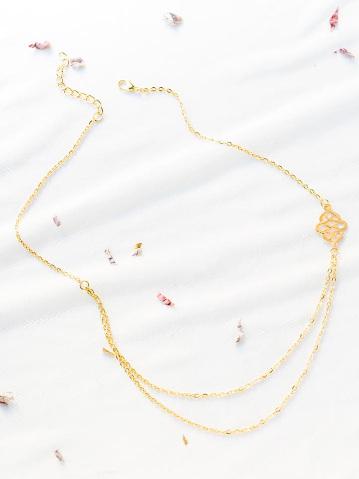 Romwe Gold Cutout Fancy Necklace