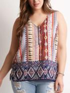 Romwe Multicolor Tribal Print Half Zip Top
