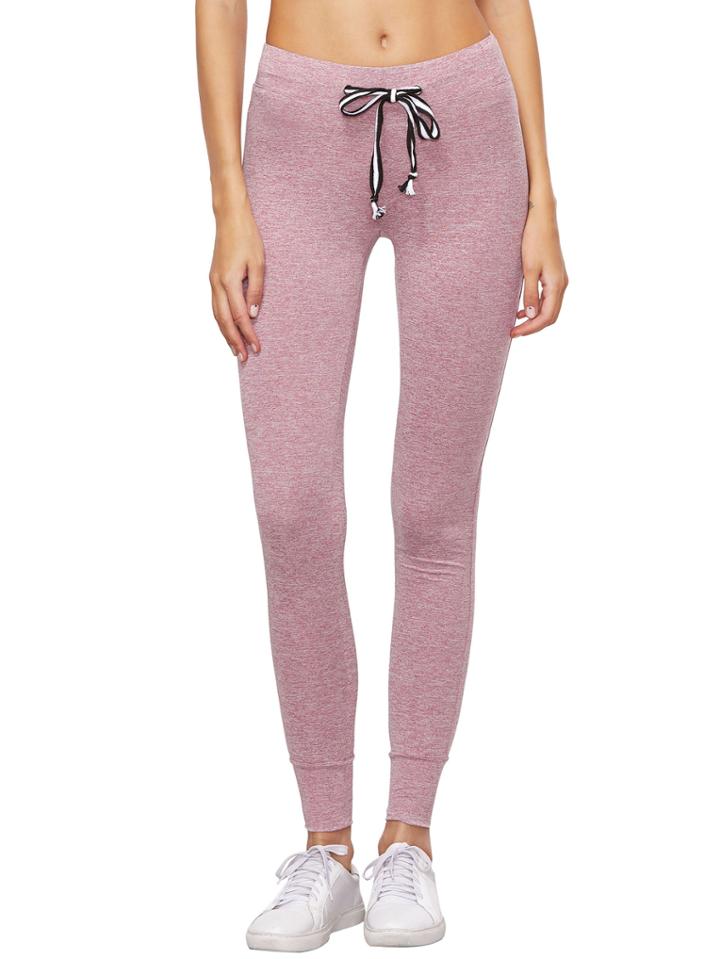 Romwe Rust Tie Waist Sports Pants