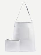 Romwe White Bucket Tote Bag With Zip Clutch
